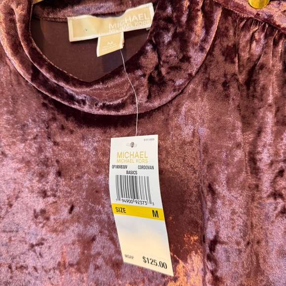 New Michael Kors Crushet Velvet Pink Purple Midi Dress with Slit and Gold Button - Picture 4 of 5